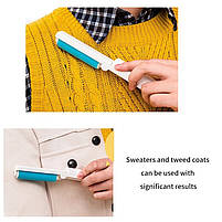 Валік для видалення шерсті та бруду з одягу та меблів портативний 10х3 см - блакитний, фото 6