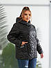 Жіноча демісезонна куртка на синтепоні з косою змійкою та капюшоном, батал великі розміри, фото 4