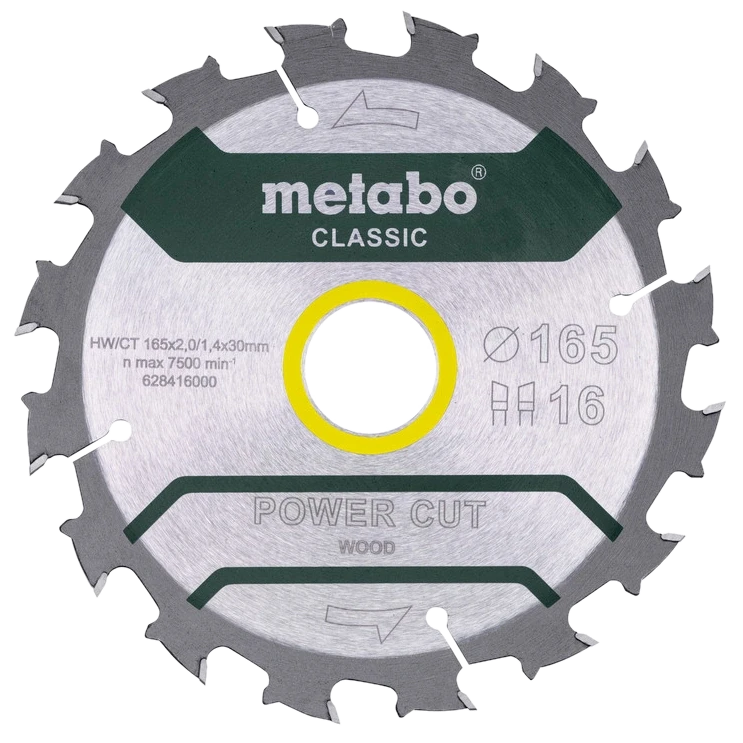 Metabo "power cut wood - professional" (628416000) Пильний диск 165x30, Z16 WZ 5° /B
