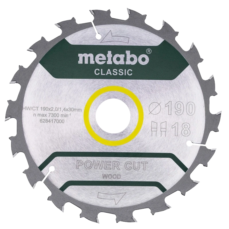 Metabo "power cut wood - professional" (628417000) Пильний диск 190x30, Z18 WZ 5° /B