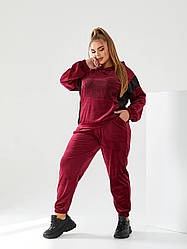Жіночий велюровий прогулянковий і домашній костюм з капюшоном, батал великі розміри