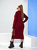 Тепла сукня-міді з шалевим коміром, із структурного трикотажу, батал великі розміри, фото 5