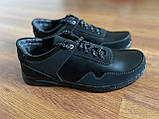 Чоловічі кросівки демісезонні чорні повсякденні прошиті зручні (код 5524), фото 2