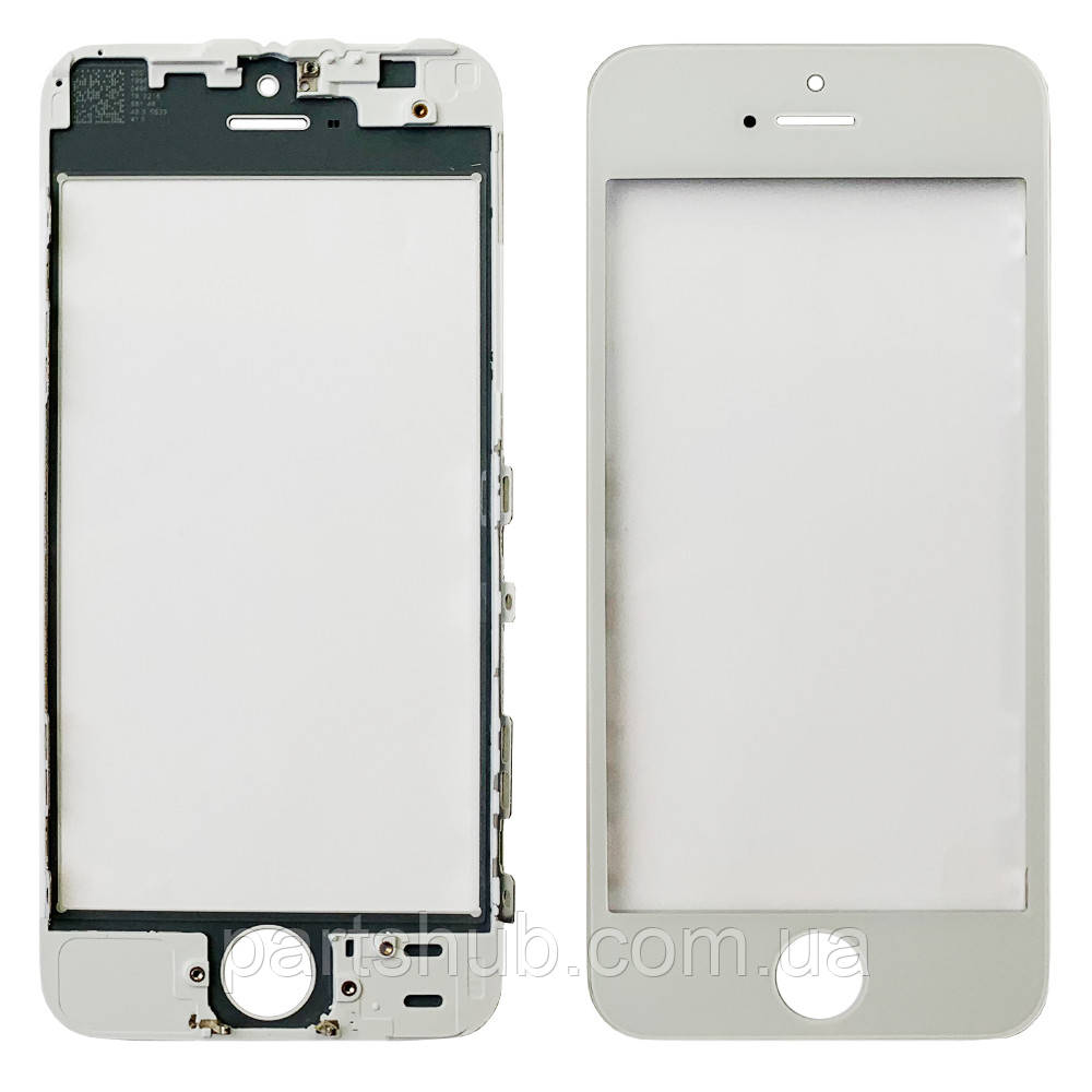 Скло дисплея Apple iPhone 5S, iPhone SE (біле з OCA плівкою та рамкою), фото 1
