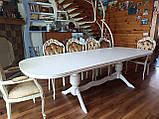 Стіл обідній дерев'яний білий великий Гетьман, фото 10