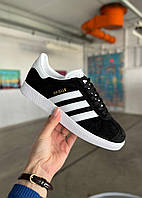 Мужские Кроссовки Adidas Gazelle Black White 40-41-42-43-44-45