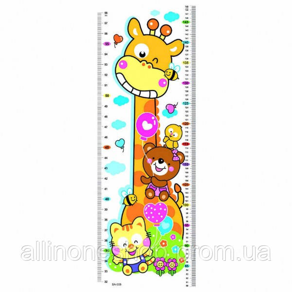 Наклейка на стену UKC Baby Play детский ростомер Жираф и его друзья 78х24 см Разноцветный (33 AO, код: 6631894 - фото 1 - id-p1941105904
