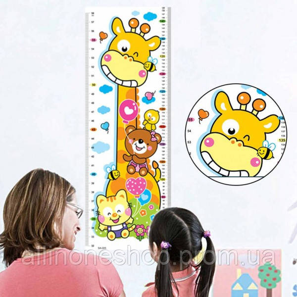 Наклейка на стену UKC Baby Play детский ростомер Жираф и его друзья 78х24 см Разноцветный (33 AO, код: 6631894 - фото 2 - id-p1941105904