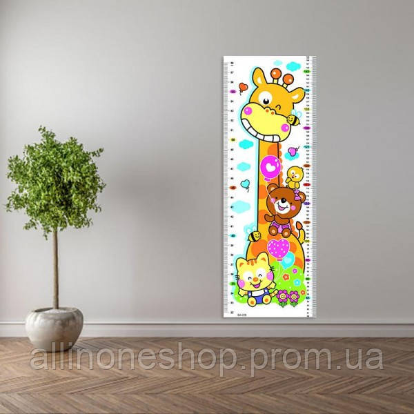 Наклейка на стену UKC Baby Play детский ростомер Жираф и его друзья 78х24 см Разноцветный (33 AO, код: 6631894 - фото 3 - id-p1941105904