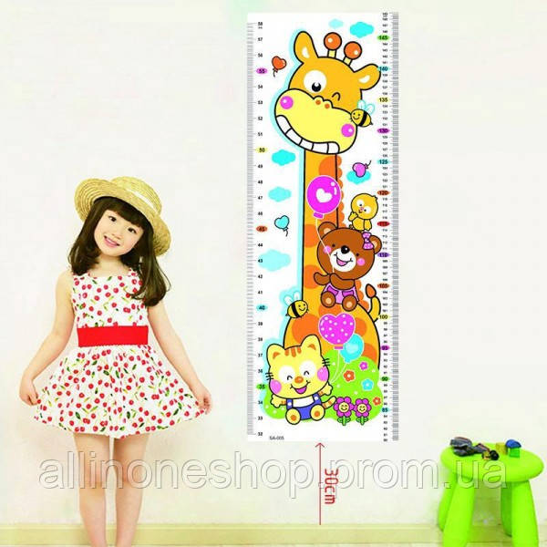 Наклейка на стену UKC Baby Play детский ростомер Жираф и его друзья 78х24 см Разноцветный (33 AO, код: 6631894 - фото 4 - id-p1941105904