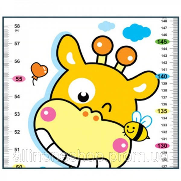 Наклейка на стену UKC Baby Play детский ростомер Жираф и его друзья 78х24 см Разноцветный (33 AO, код: 6631894 - фото 6 - id-p1941105904