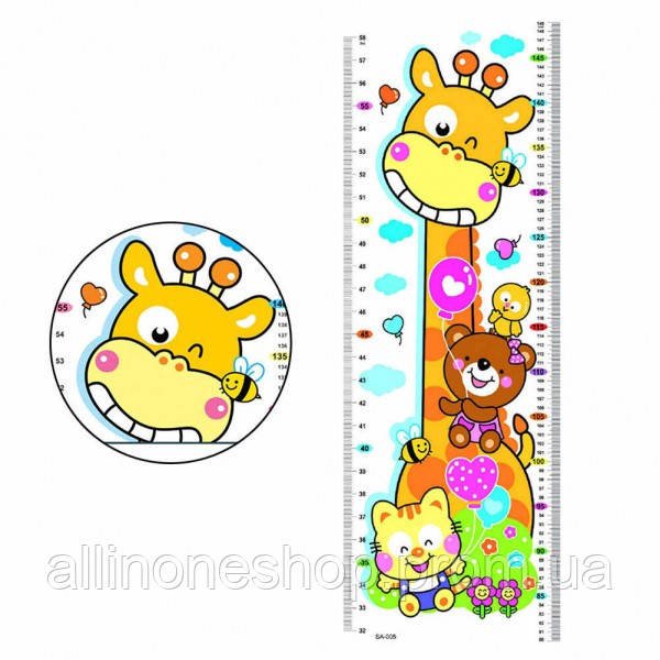 Наклейка на стену UKC Baby Play детский ростомер Жираф и его друзья 78х24 см Разноцветный (33 AO, код: 6631894 - фото 7 - id-p1941105904