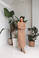 Платье женское трикотажное с разрезом на ноге мокко Modna KAZKA MKBS6483-1