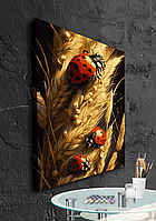 Картина 3Д по номерам с галерейной натяжкой АМ-0687 на холсте с краской металлик "Божья Коровка" 40*50см