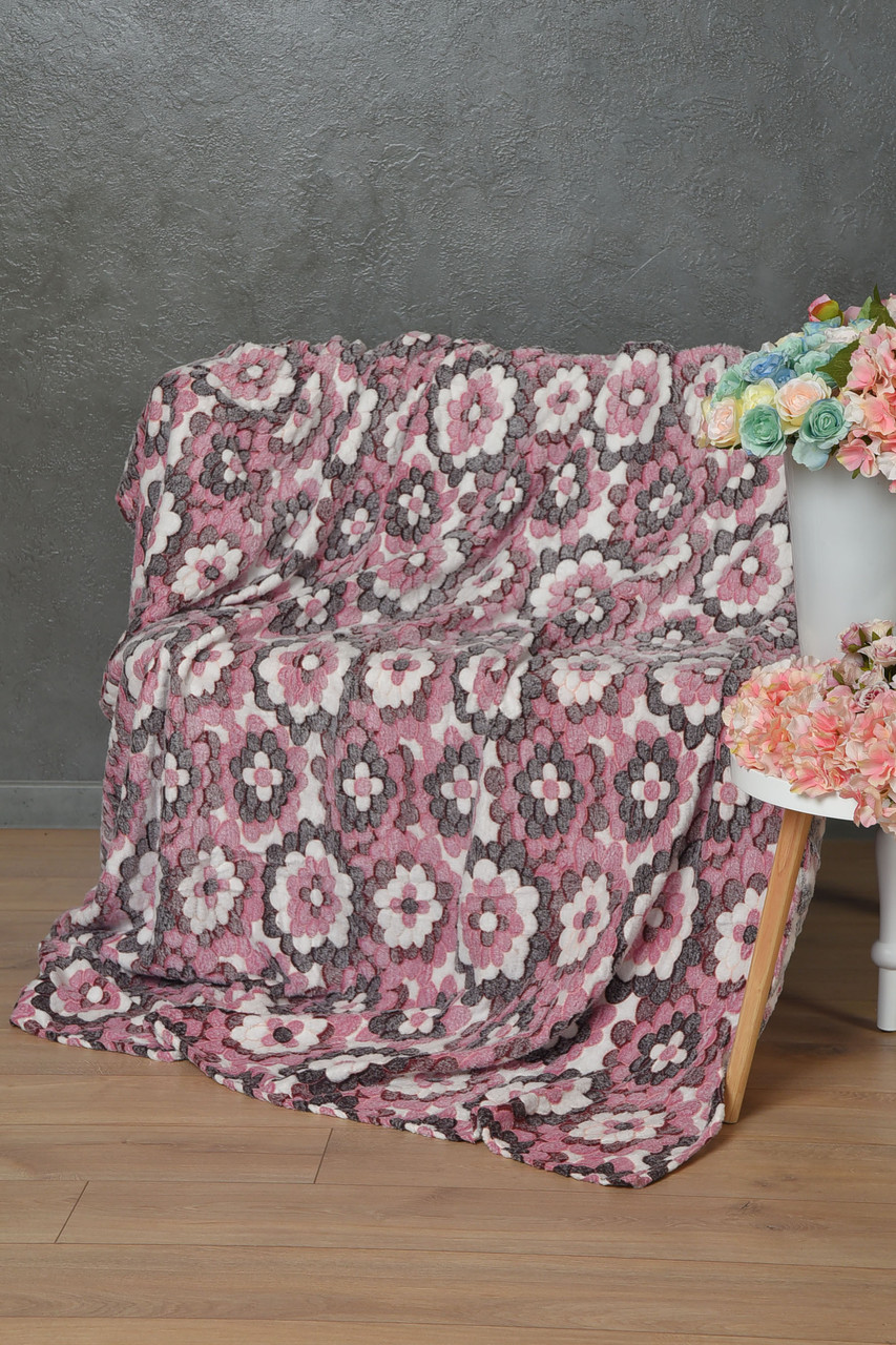 Плед рожевого кольору з принтом розмір 180*200 164105P, фото 1