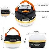 Автономна LED-лампа на акумуляторах для кемпінгу, туризму, відпочинку на природі пікніка, риболовлі, намети, фото 4