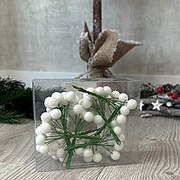 Декоративные белые ягоды 12мм набор 96шт для новогоднего декора