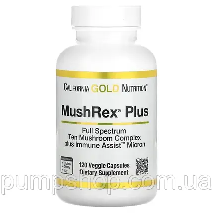 Суміш грибів California Gold Nutrition Fungiology MushRex Plus Immune Assist Micron 120 капс., фото 2