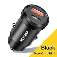 Автомобильное зарядное устройство Essager 30W 5A QC PD 3.0 SCP USB с поддержкой Quick Charge 4.0