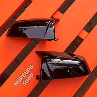 М накладки на зеркала заднего вида с камерами 360 BMW 5 серии F10 F11 дорестайлинг черный глянец