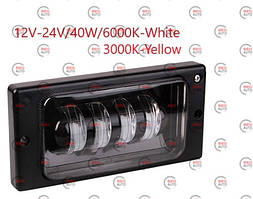 Фара протитум. Ваз-2110-15 led 4 смуги (к-т) 12-24v/40w/6000k білий/3000k жовтий (LD-519 L2-W/Y) (Pulso)