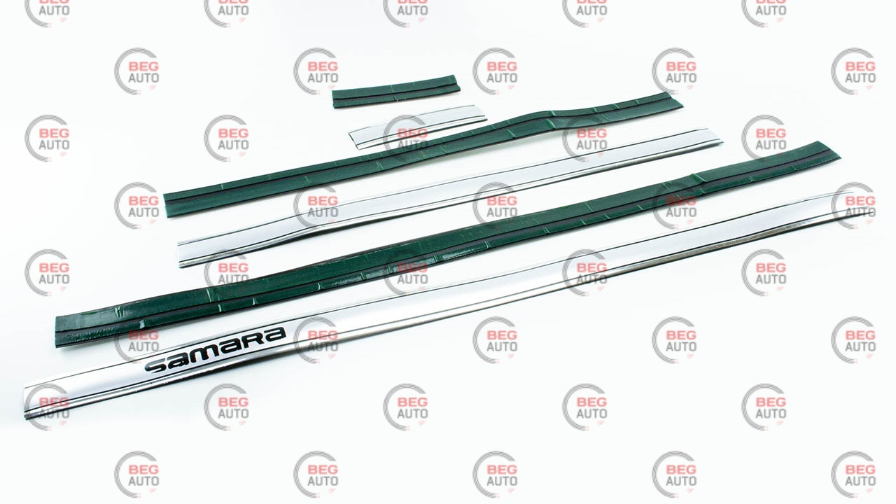 Молдинг двери ВАЗ 2109 узкий 4,5 см, 2 хром полосы, серый, надпись ...