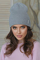 В'язана шапка "Ірма" колір сірий