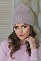 В'язана шапка "Ірма" колір темна пудра