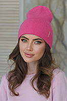 В'язана шапка "Ірма" колір малиновий