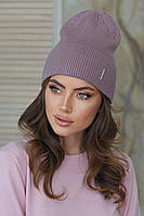 В'язана шапка "Ірма" колір запорошена троянда