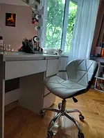 Стілець, офісне крісло комп'ютерне Calisto 451 біло-чорне для офісу, дому. Зручне, шкіряне на коліщатках