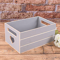Кашпо ящик деревянный серый, ящик для хранения серого цвета, ящик декоративный для хранения
