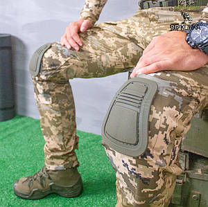 Штани тактичні з наколінниками стрейч rip-stop 59% бавовна піксель