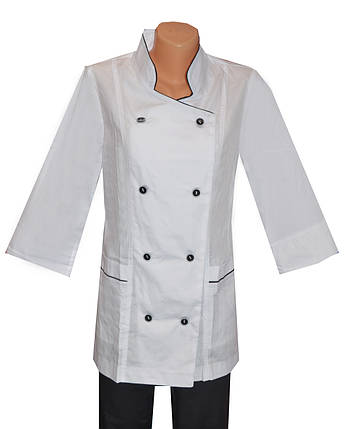 Кухарська форма жіноча біла з чорними штанами, фото 2