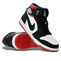 Кроссовки подростковые весенние Nike Air Jordan 1 кожаные красные деми осень/весна
