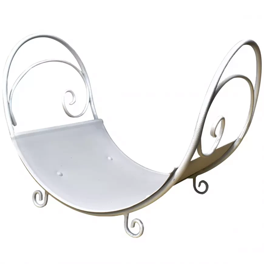 Кошик камінний для дров металевий дровниця білого кольору, фото 1