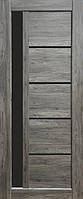 Межкомнатные двери KFD Гранд / Grand бук графит ПВХ (с черным стеклом)