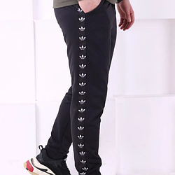 Чоловічі спортивні штани з лампасами Adidas, спортивки Адідас чорні XS - 5XL