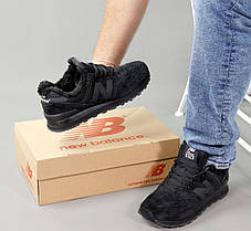 Зимові Чоловічі Кросівки New Balance 574 Winter Total Black / Нью Белaнс 574 Тотал Чорні (Хутро), фото 3