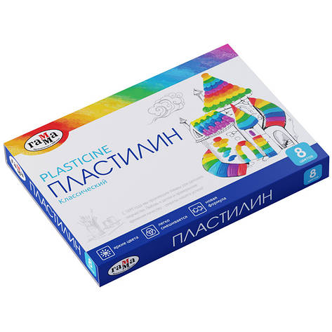 Пластилін ГАММА "Класичний", кор., стек, 160 г, 8 кол., 281031, фото 1