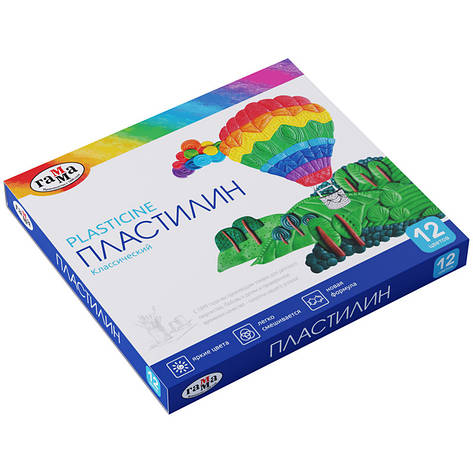Пластилін ГАММА "Класичний", кор., стек, 240 г, 12 кол., 281033, фото 2