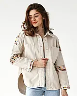 Джинсовая куртка-пиджак с вышевкой