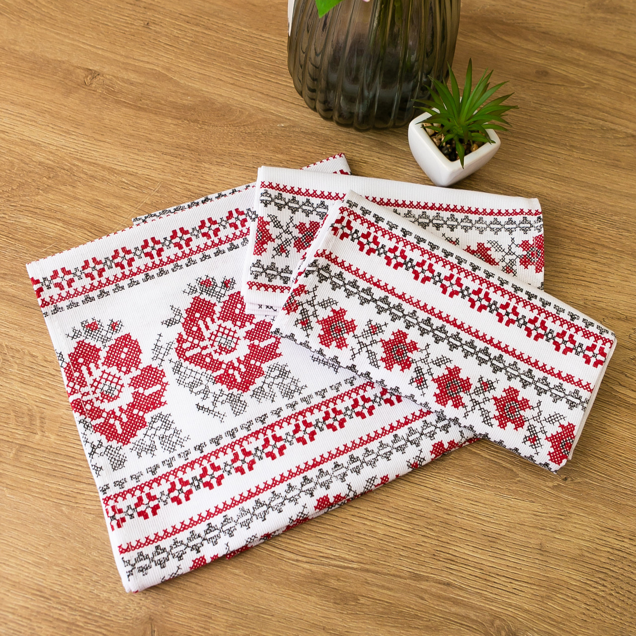 Рушник лляний великий "Білий орнамент" 75х40 см., фото 1