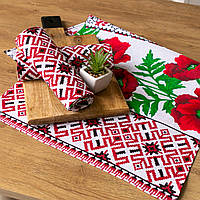 Рушник лляний великий "Макі" 75х40 см.