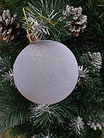 Набор новогодних бархатных елочных шаров. 8, сірий