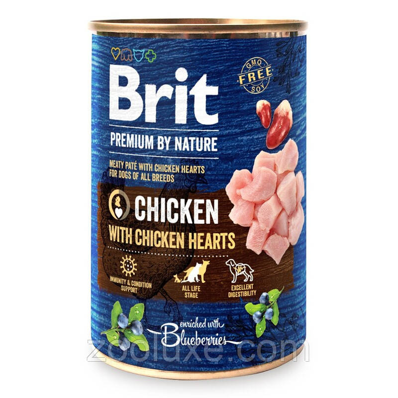 Brit Premium Chicken Hearts 800 г корм для собак Brit Premium By Nature Chicken with Chicken Hearts Брит