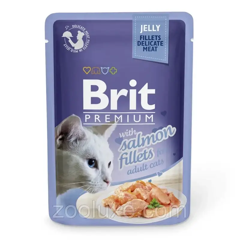 Brit Premium Cat Salmon Fillets Jelly 85 г вологий корм для кішок Бріт Преміум Лосось у Залі