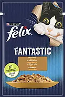 Влажный корм FELIX (Феликс) Fantastic для взрослых кошек, кусочки в желе с индейкой 85 г (7613039832516)