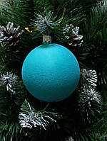 Набор новогодних бархатных елочных шаров. 8, бірюзовий