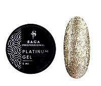 Saga Гель для дизайна Platinum Gel №02 (золотой, металлик), 5мл